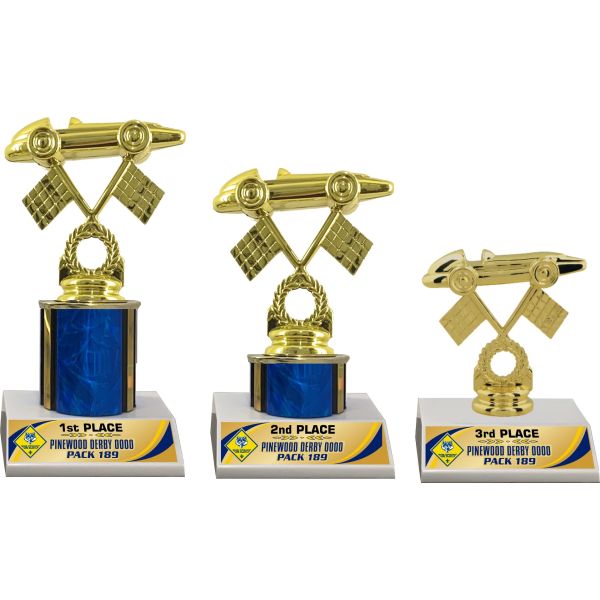 Set of 3 Small Pinewood Derby Trophies